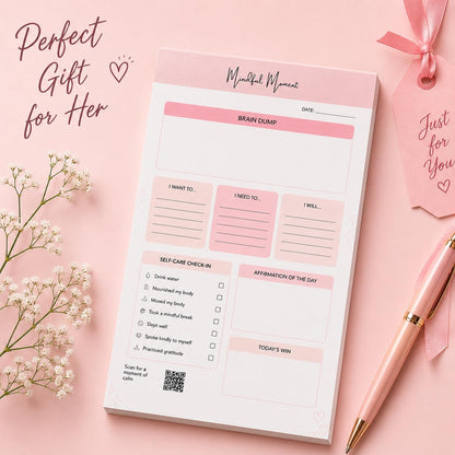 ADHD Daily Planner Notepad for Women – Brain Dump Pad, Mood Tracker & Self-Care Journal | Undated Productivity Planner for Neurodivergent Adults | 50 Tear-Off Sheets | Anxiety Relief