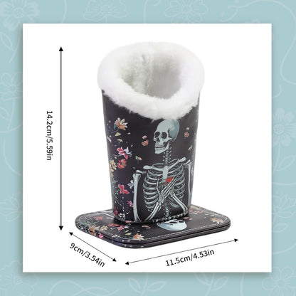 Plush Lined Eyeglasses Holder, Cute Magnetic PU Leather Glasses Stand Case for Women Men Kids