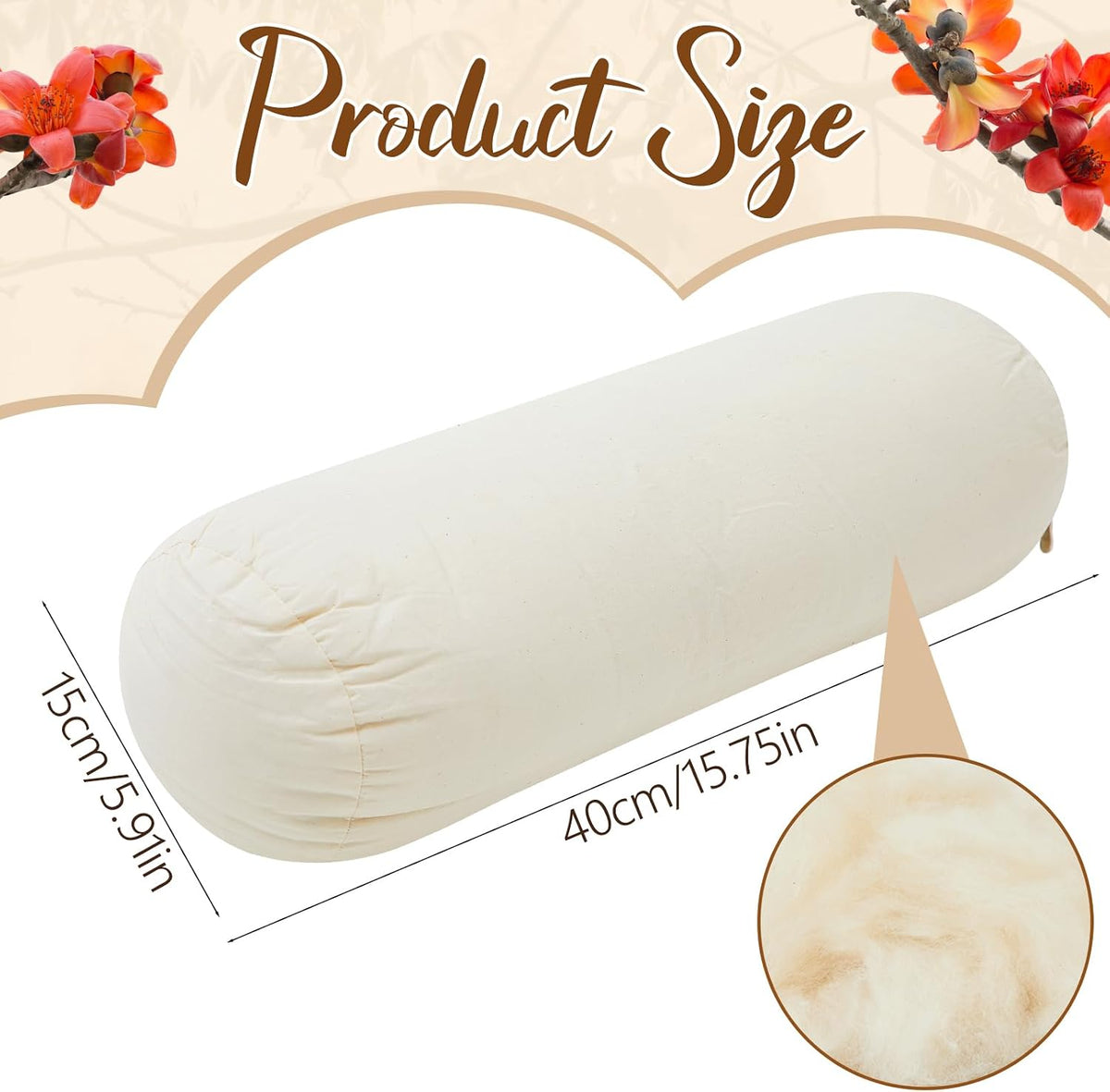 Leinuosen Organic Kapok Neck Roll Pillow for Sleeping, 16" X 6"