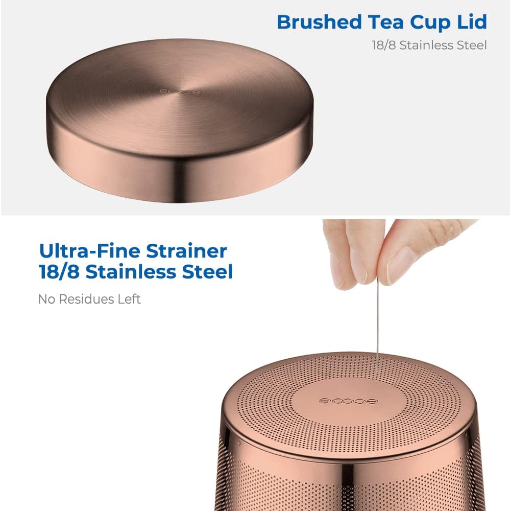 ecooe 16.9 OZ Borosilicate Glass Tea Mug Cup Glasses with Stainless Steel Infuser & Lid, Loose Leaf Tea Cup Clear Teacup 430mL(Use Capacity) | 500ml, Clear Glass Tea Cup, with Stainless Steel Infuser/Lid, Teacup for Loose Leaf Tea, Birthday for Parents