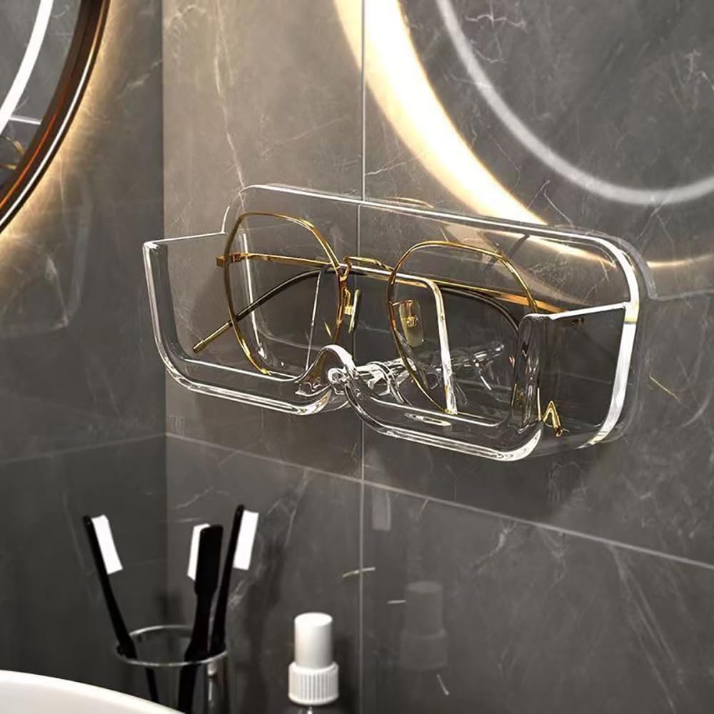 4pcs Eyeglasses Holder Stand, Sunglasses Storage Organizer, Wall Mounted Glasses Display Case with Adhesive Sticker for Home Office Dorm