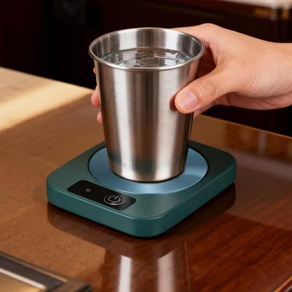 Coffee Mug Warmer for Desk, Smart Cup Warmer with Auto Shut Off, Electric Beverage Plate for Tea, Milk, Water, Constant Temperature 120-140℉, Portable Green Gift for Home Office (Plug-C)