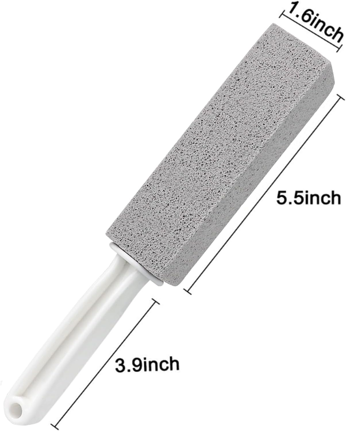 Pumice Cleaning Stone, 2 Pack Toilet Bowl Cleaner Toilet Brush, Gray | Non-Slip Long Plastic Handle, for Kitchen, Bath, Pool, Household Cleaning