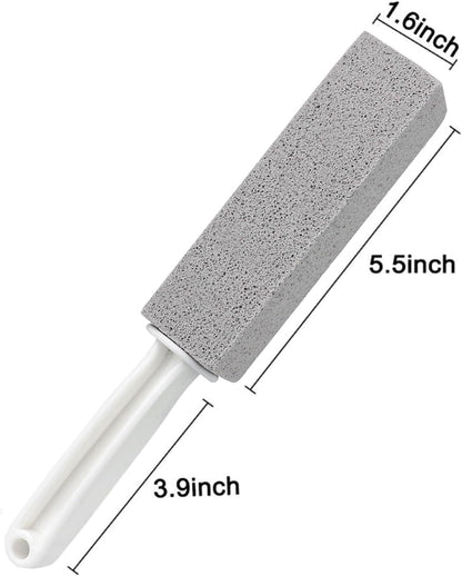 Pumice Cleaning Stone, 2 Pack Toilet Bowl Cleaner Toilet Brush, Gray | Non-Slip Long Plastic Handle, for Kitchen, Bath, Pool, Household Cleaning