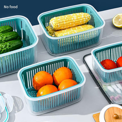 2 Pack Fruit Storage Containers for Fridge w/Removable Colander | 44oz+23oz - Stackable & Handle, Fresh Food Produce Saver Containers with Removable Colander, Vegetable Lettuce Keeper Bowl