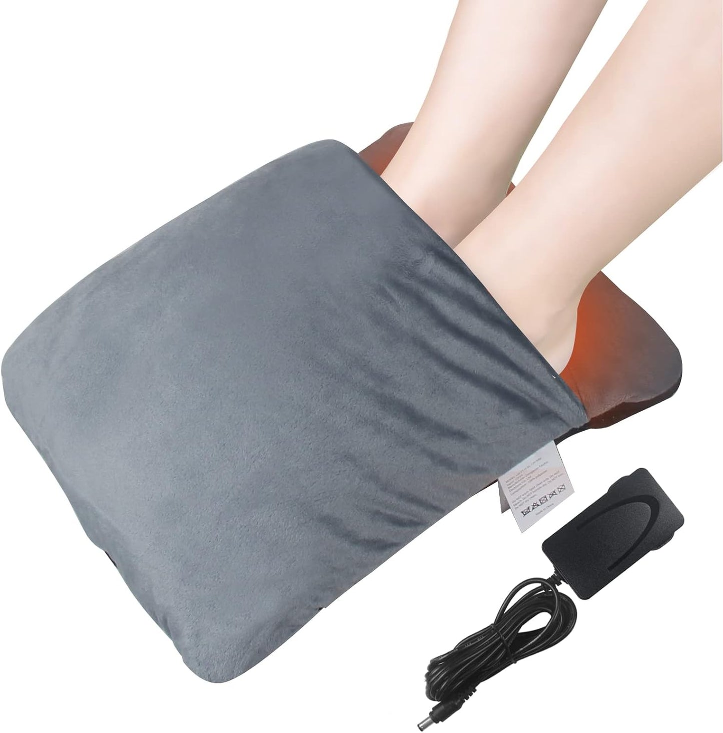 Electric Heated Foot Warmer with Massage,Vibration and Heating,Soft Plush Fabric & USB Fast Heating Pad for Women and Men,Relieve Foot Pain Soreness