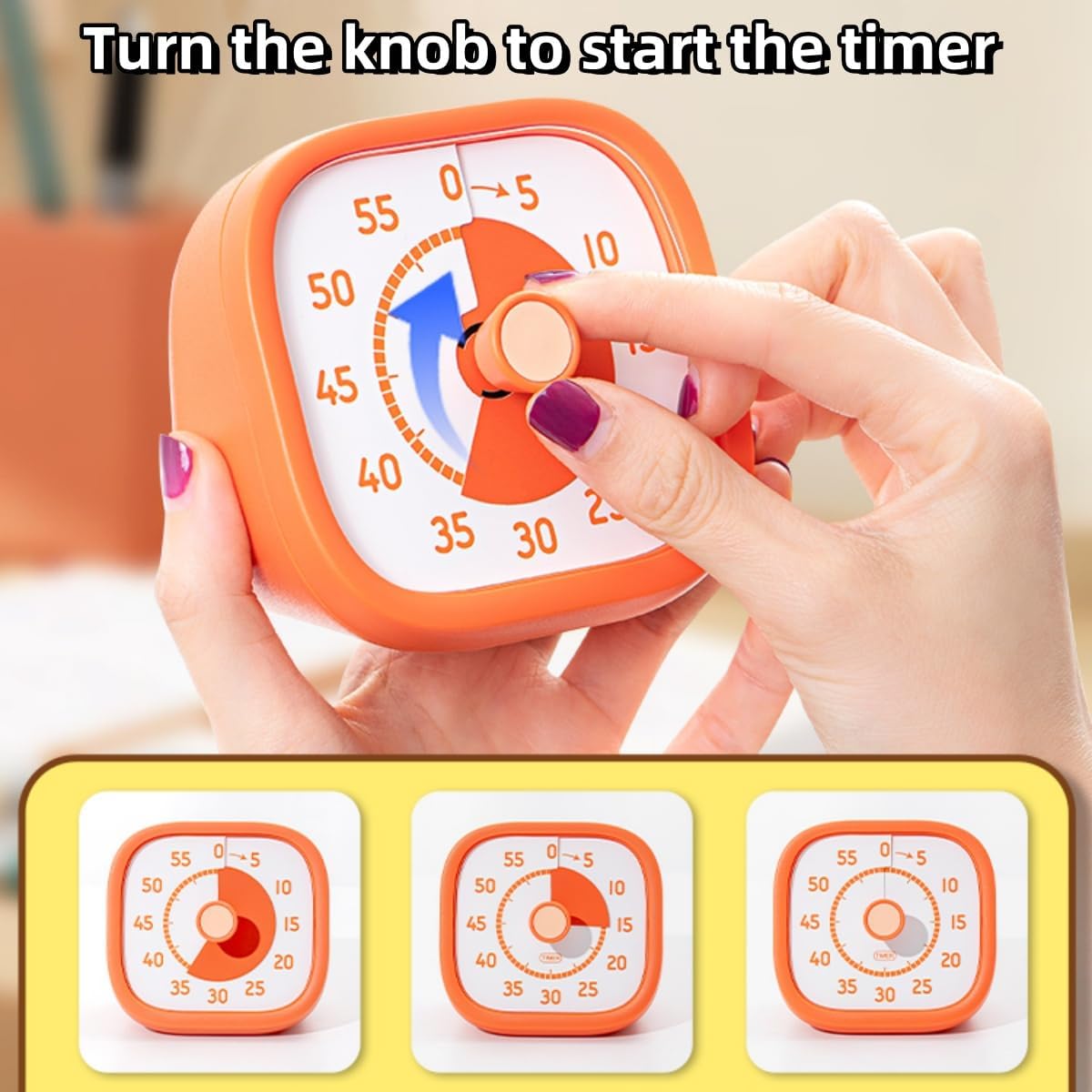Visual Timer for Kids - 60 Minute Visual Kids Timer for Classroom Home Office, Countdown Timer for Cooking Teaching Working Meeting (Orange)