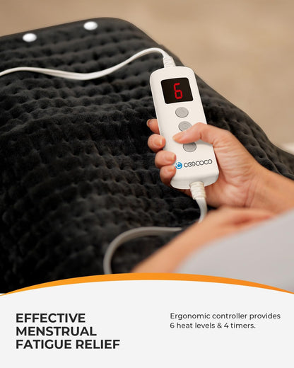 CooCoCo FSA Eligible HSA Hip Heating Pad for Hip and Sciatica Pain Relief | Heated hip brace, 6 heat levels, 4 timers, adjustable wearable fit, soft plush lining for hip, thigh, buttock and lower back