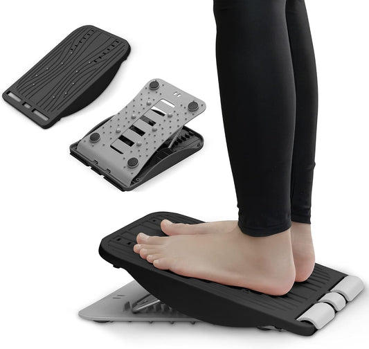 3-in-1 Adjustable Incline Slant Board for Calf Stretching Ankle, Foot Massage, 10 Changeable Levels Rocker Board for Plantar Fasciitis Physical Therapy Equipment - Black
