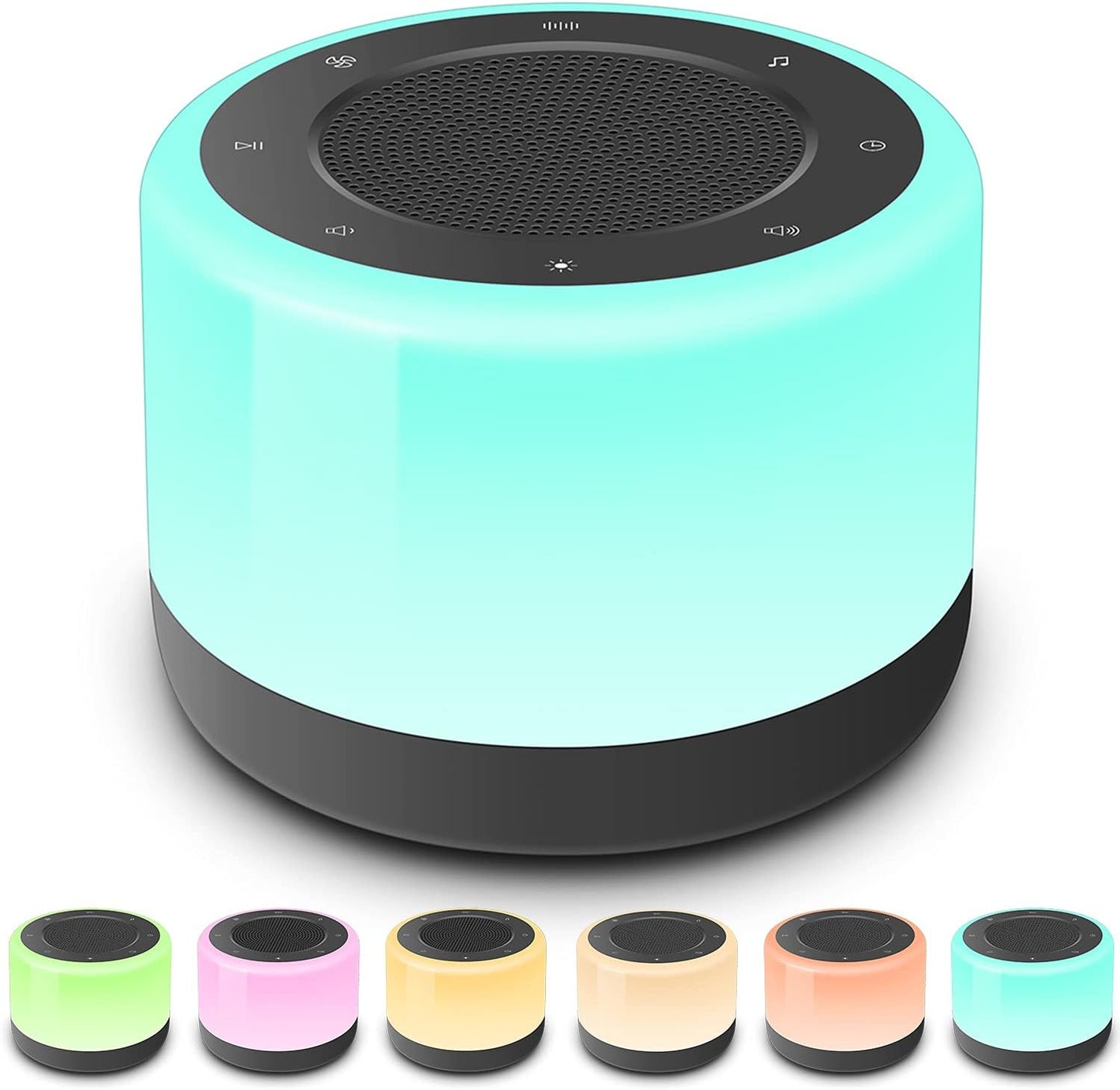 White Noise Machine with Night Lights, Sleep Sound Machine 32 Soothing Sounds for Baby Adults Kids Sleeping, Fan Wave Sound Lullaby, Timer and Memory Feature, RGB Color Touch Table Lamp