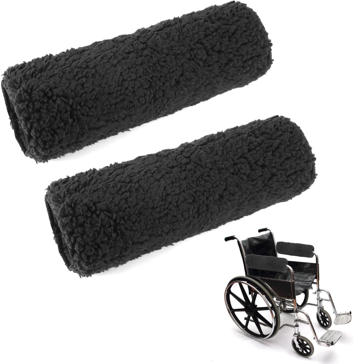 QWORK Wheelchair Armrest Cover (Pair) - Memory Foam Pads for Reduce Pressure Points Discomfort -Soft Wheelchair Cushions for Arm