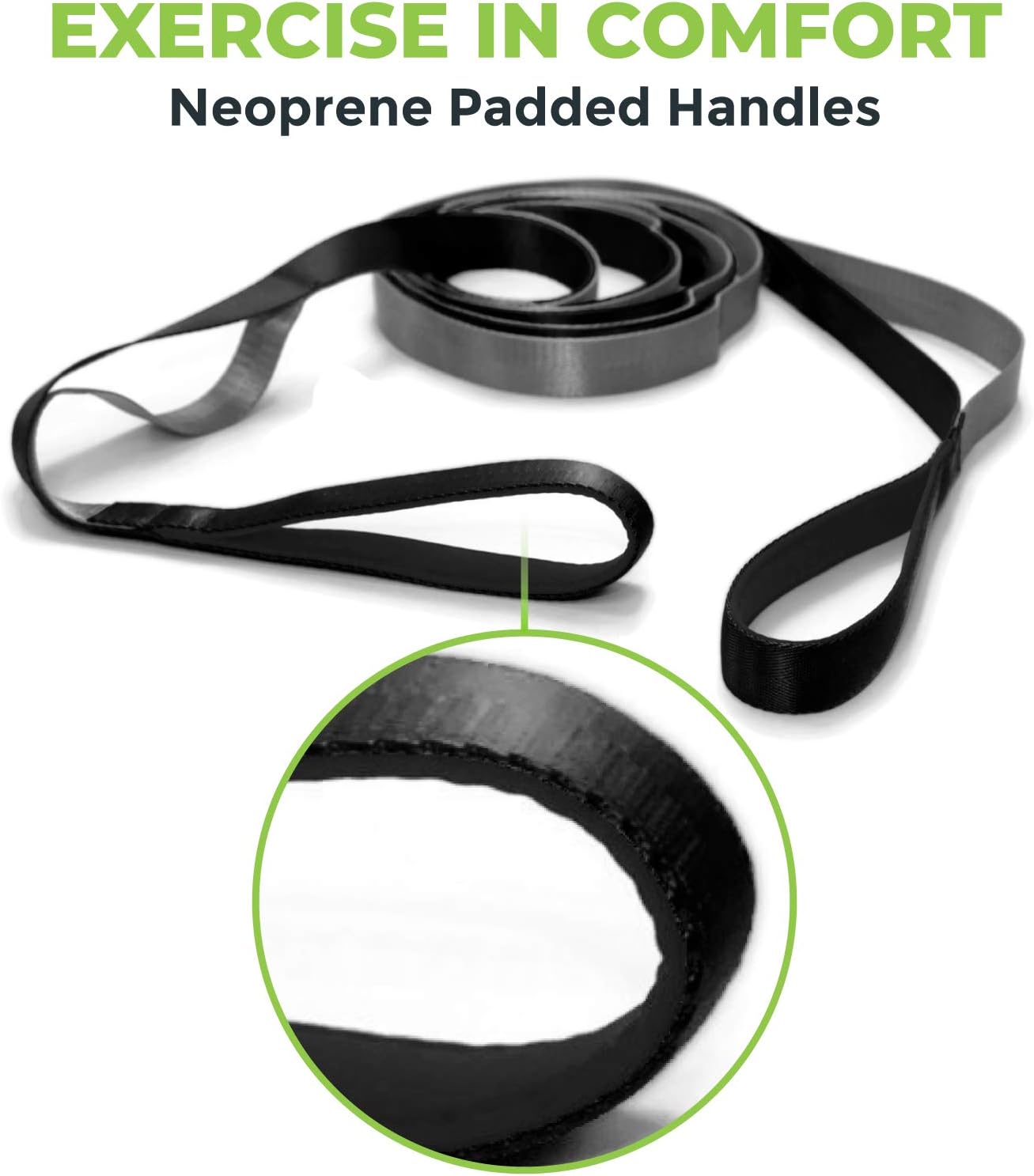 Stretching Strap for Physical Therapy, 12 Multi-Loop Stretch Strap 1" W x 8' L, Neoprene Handles, Physical Therapy Equipment, Yoga Straps for Stretching, Leg Stretcher.