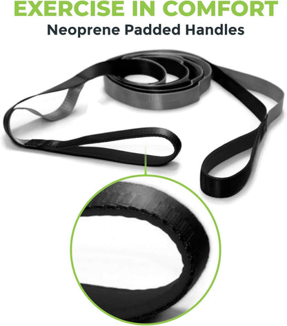 Stretching Strap for Physical Therapy, 12 Multi-Loop Stretch Strap 1" W x 8' L, Neoprene Handles, Physical Therapy Equipment, Yoga Straps for Stretching, Leg Stretcher.