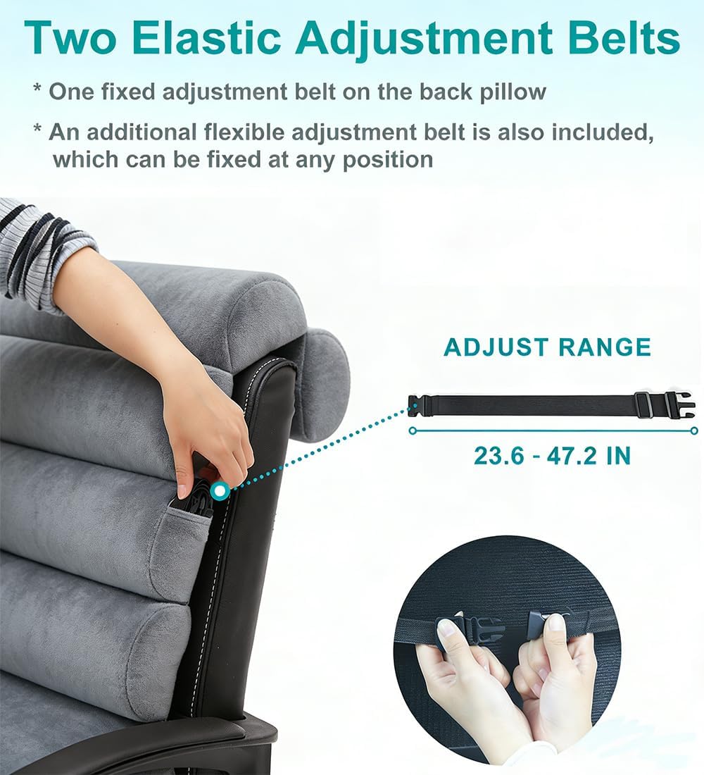 Lumbar Support Pillow for Office Chair,Multiple Adjustable | Back Support for Office Chair High Back/Couch/Sitting on Bed,Patented 6 Semi Cylindrical Back Cushion,Short Velvet Cover