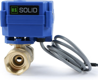U.S. Solid Water Leak Detector with Auto Shutoff Valve, Sound Alarm, 3/4" Motorized Brass Ball Valve & 3 Sensors, Home Flood Prevention & Water Damage Defense for Basement, Laundry, Water Heater