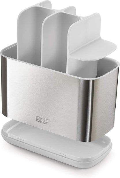 Joseph Joseph Easy-Store - Compact Toothbrush Holder Caddy Bathroom Storage , Grey/White, Regular