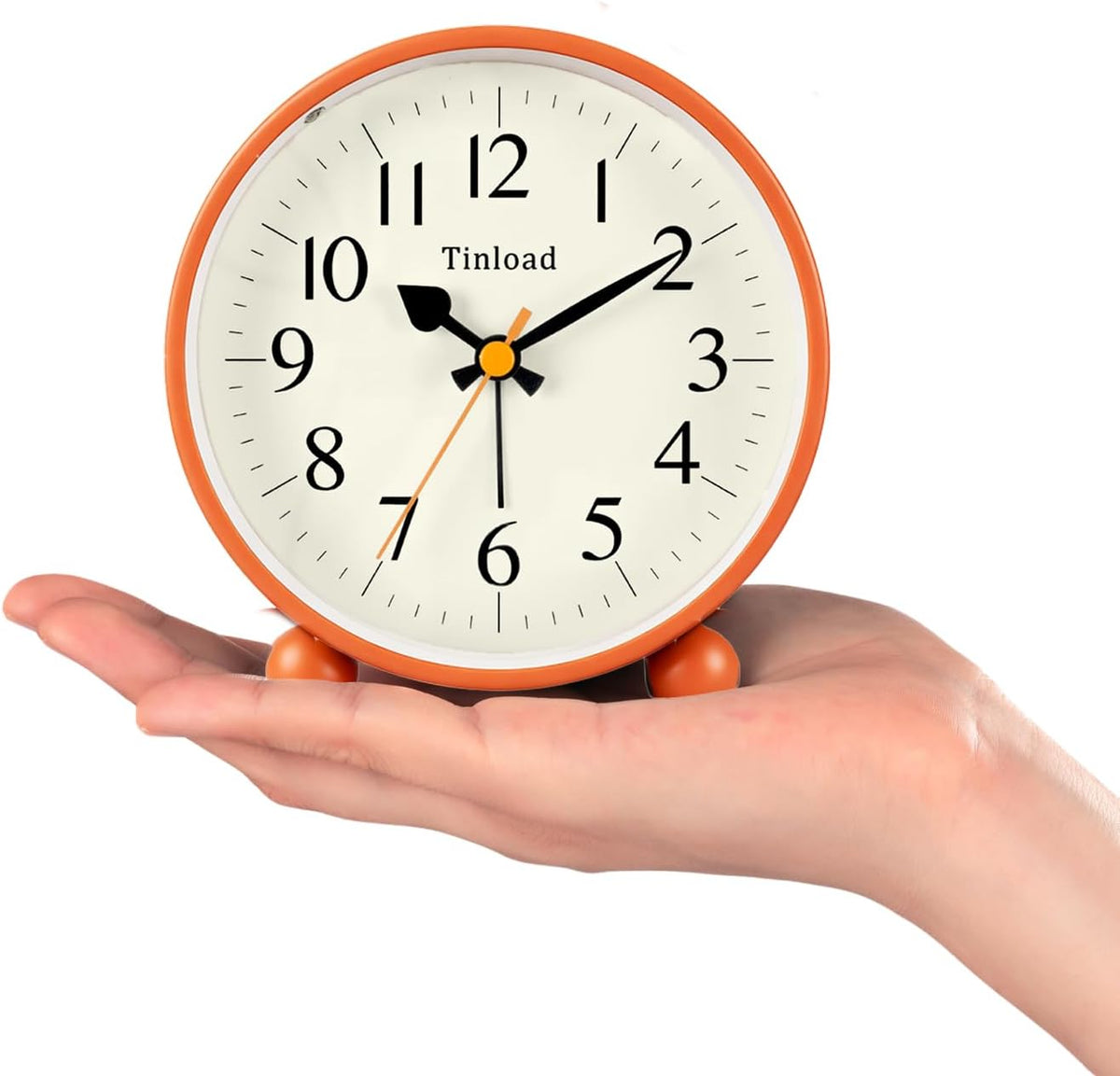 Tinload 4.5" Vintage Retro Analog Alarm Clock, Super Silent Non Ticking Small Clock with Manual Light, Snooze, Battery Operated, for Living Room, Bedroom, Bedside, Desk(Blue)