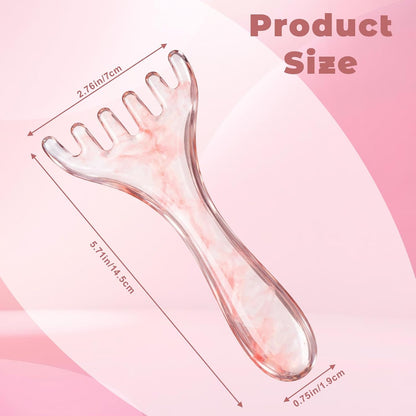ElevateTech Scalp Massager Handheld Comb, 2 Pcs Head Massager Scalp Comb Manual Hair Scalps Massage Gua Sha Tool Five Claw Resin Relax Spa Tool for Soothing Head Massage, Pink
