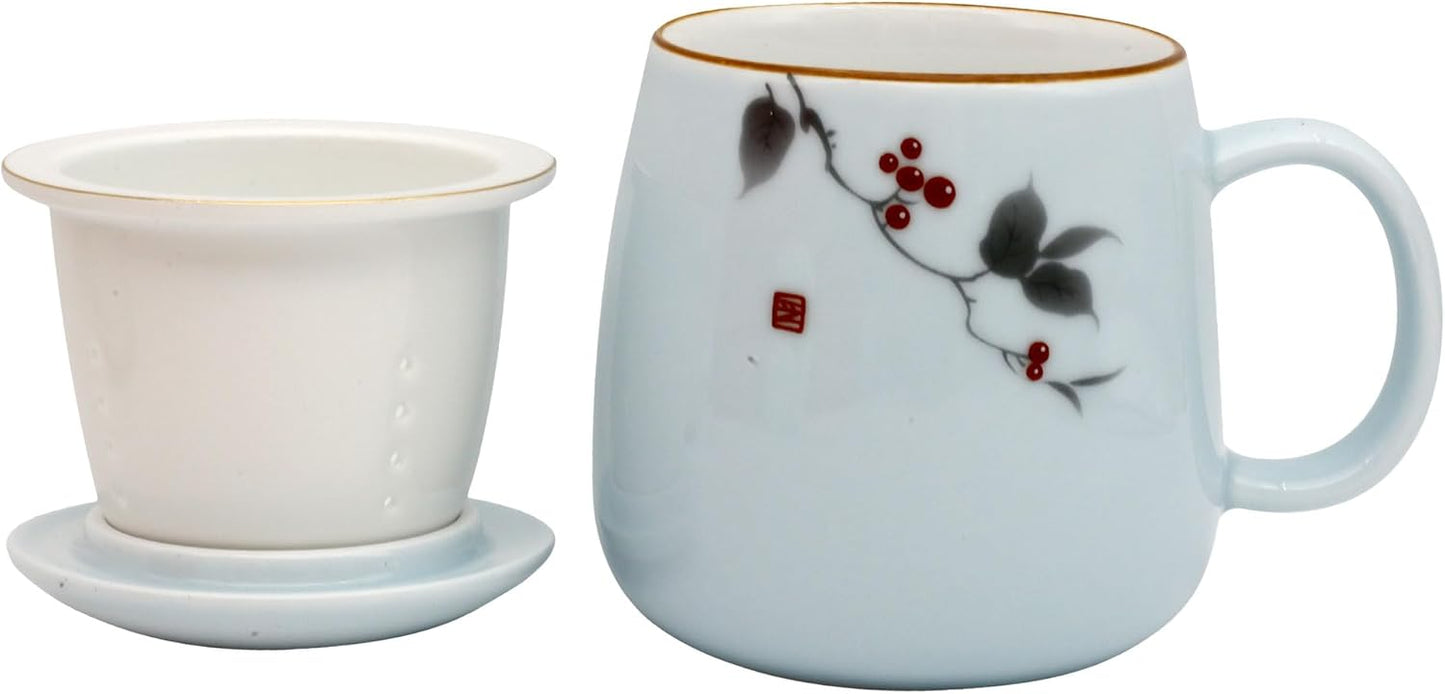 ZooBoo Porcelain Tea Mug With Infuser Lid 12oz Loose Leaf Tea Cup | Gift Box Packaging Makes This Tea Cup An Ideal Choice For Tea Lovers, Home, Office Use