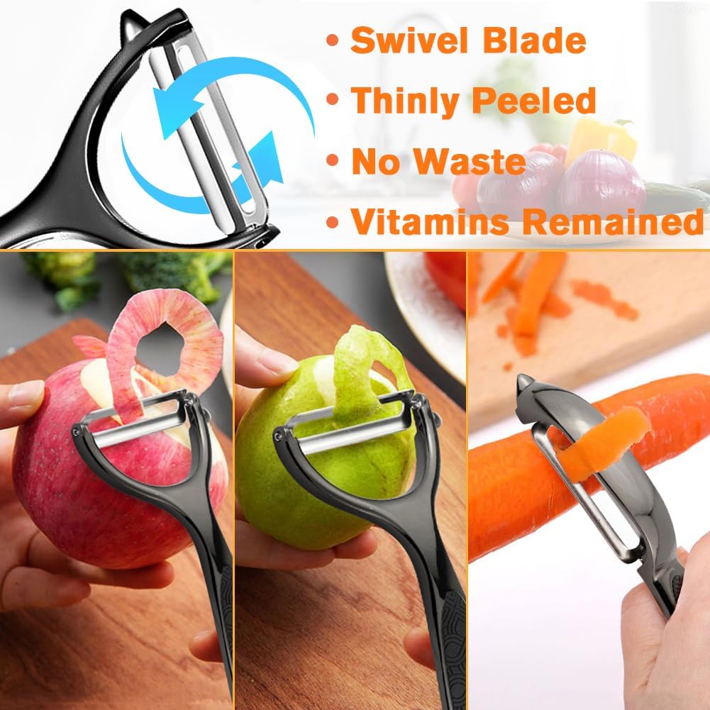 Vegetable Peeler, Stainless Steel Multi-function Potato Fruit Peeler Set, Y & I Shape Swivel Blades Kitchen Household Peeling Tools