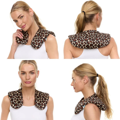 FOMI Moist Heat Shoulder and Neck Wrap | Weighted, Lavender Scented Hot Contour Pad for Stiff Neck, Upper Back Pain Relief, Relaxation | Microwavable | Soft, Washable Cover | Natural Clay Bead Filling