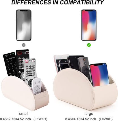 Remote Control Holders Organizer Box with 5 Compartment PU Leather Caddy | Multi-functional Office Desk Storage Caddy Store Tv Remote for Media Player,Brush,Pencil,Glassees&Office Supplies