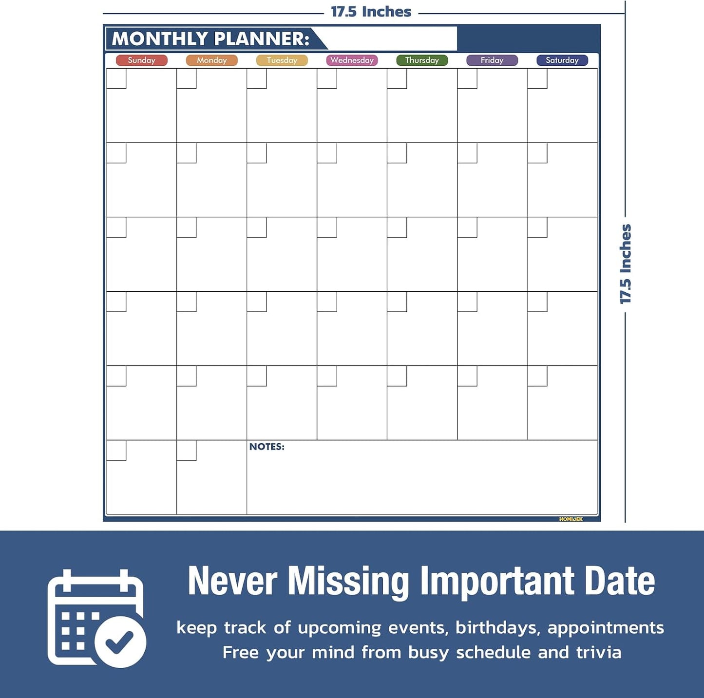 Magnetic Fridge Calendar Magnet, Dry Erase Whiteboard Calendar and Family Chore Chart for Adults with Magnetic List, Dry Erase Markers and Eraser - 14 x 11 Inches