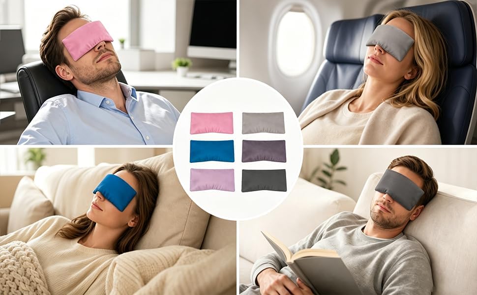 TUYUU 6 Pack Washable Cotton Eye Pillow Covers Removable Zippered Cases