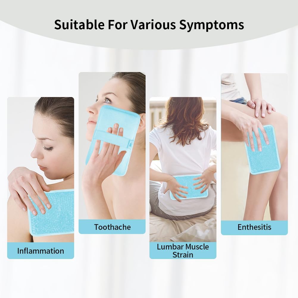 Gel Ice Pack for Injuries Reusable for Pain Swelling of Knee, Shoulder, Foot, Back, Ankle, Neck, Elbow, Wisdom Tooth - Cold or Hot Compress