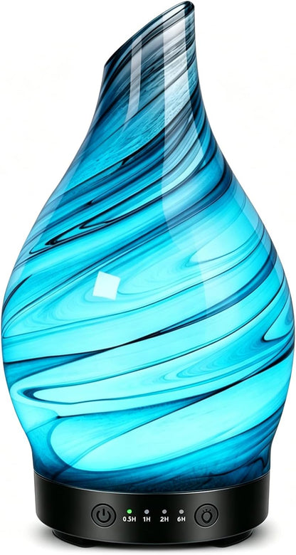 Essential Oil Diffuser 120ML Glass Aromatherapy Diffuser with 4 Timer Settings & 7 Color Changing Lights, Auto Shut-Off, Ultra Quiet Oil Diffuser for Home, Office, Yoga, Spa