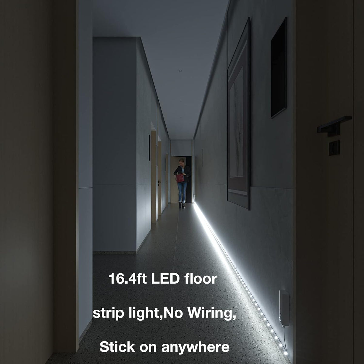 WOBANE Motion Sensor Stair Strip Lights,Rechargeable LED Closet Light,White