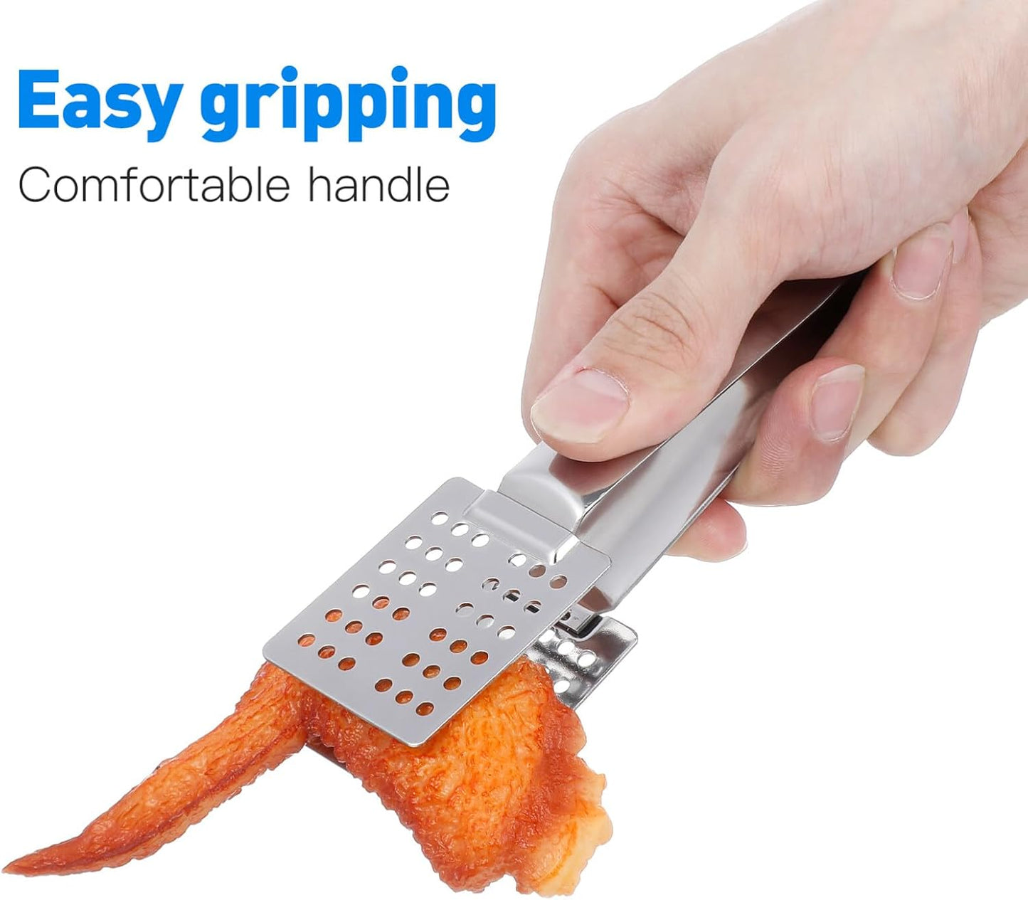 Hemoton Stainless Steel Food Clips 5.5 Inch Tea Bag Tongs for Kitchen Cooking Bbq and Tea Squeezer Utensil