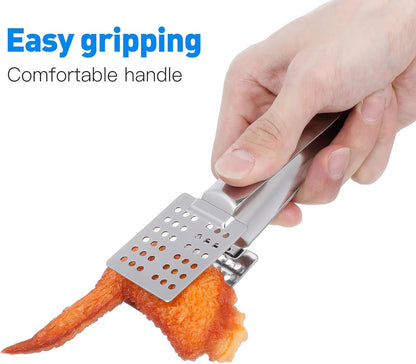 Hemoton Stainless Steel Food Clips 5.5 Inch Tea Bag Tongs for Kitchen Cooking Bbq and Tea Squeezer Utensil