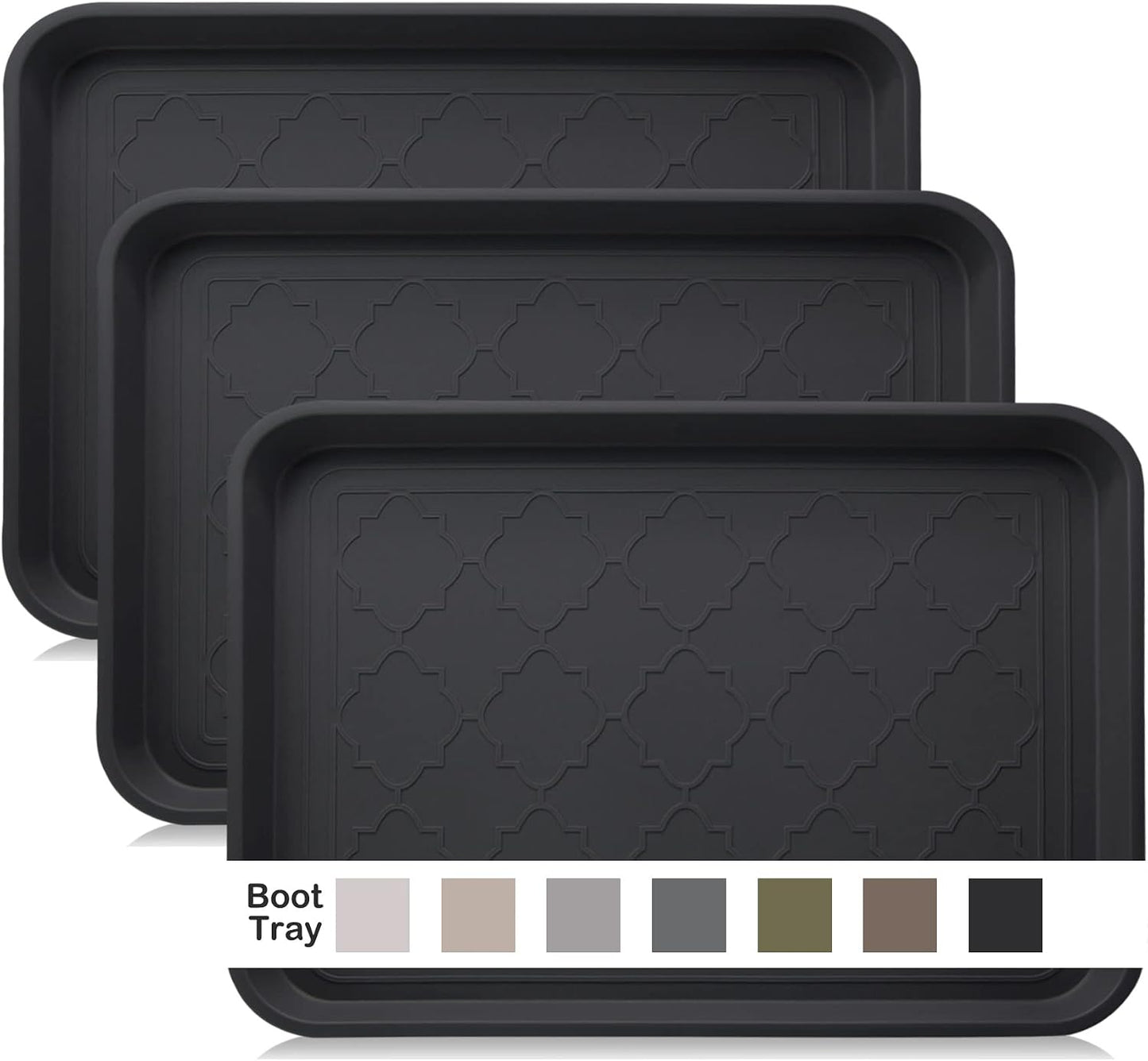 WATANIYA PET Boot Tray for Entryway Indoor, Heavy Duty Shoe Mat Tray 2 Packs, 16.7"x12.8" Waterproof Shoes Trays with Raised Edge, Outdoor Multi-Purpose Mats for Boots, Garden, Pets