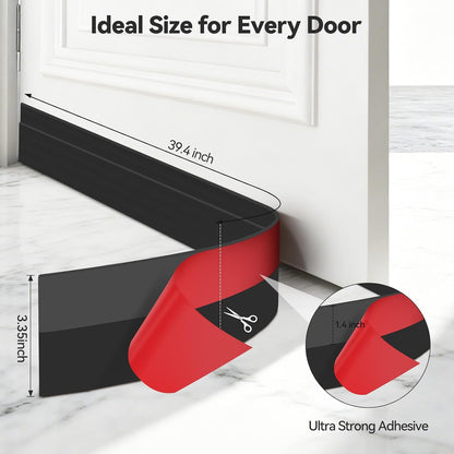 Ohuhu Door Draft Stopper, 1" Wide Adhesive Weather Stripping Seal, 39" | self-adhesive silicone, for interior exterior doors, 3-layer soundproof, save energy, blocks drafts, noise, light, dust, bugs