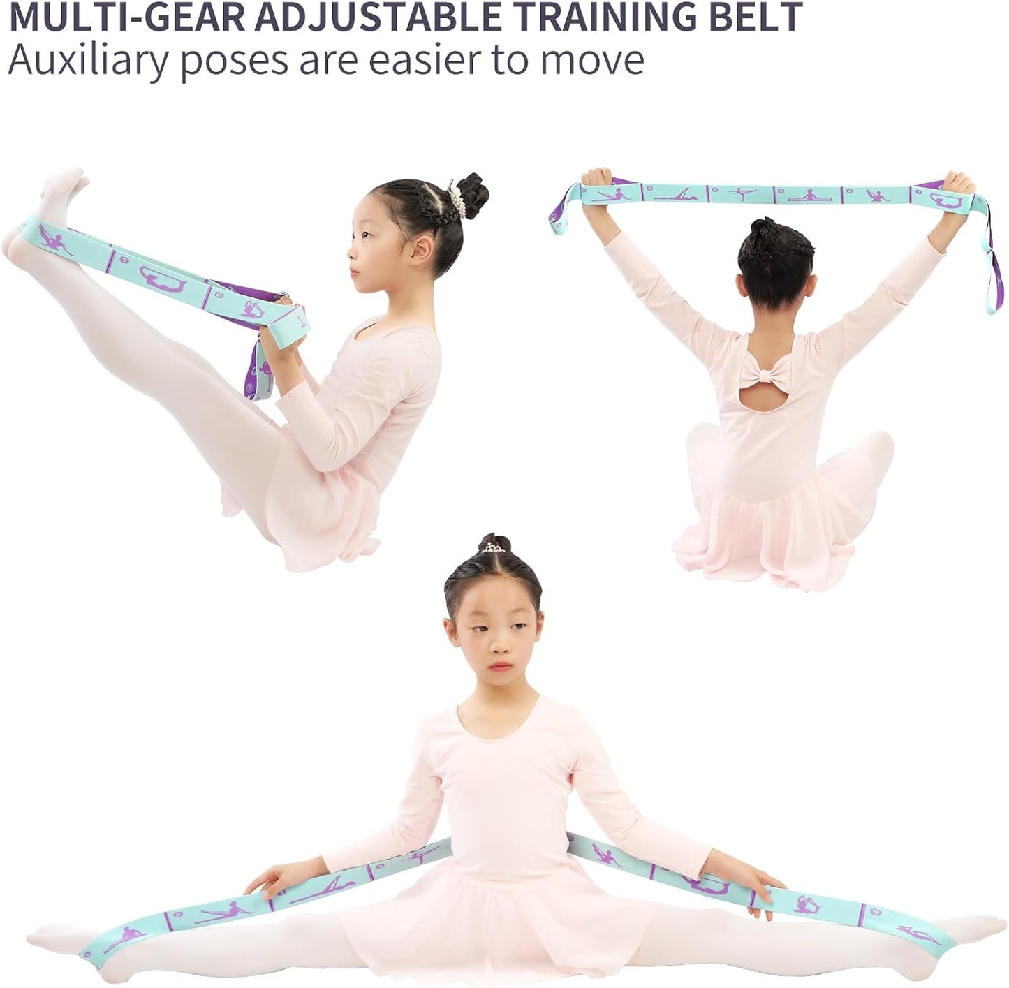 8 Loops Stretching Strap for Kids, Extended Dance Stretch Band Elastic for Ballet & Gymnastics, Children's Resistance Bands for Flexibility Training, Dance Equipment for Girls