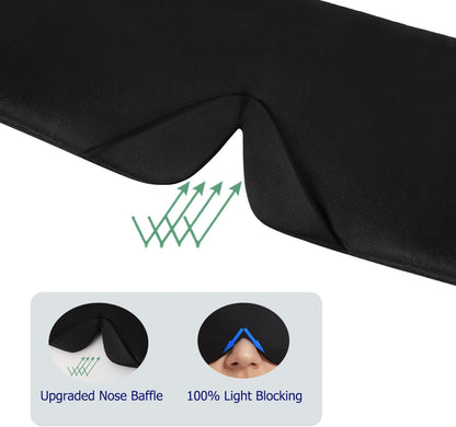 ALASKA BEAR Wraparound Style Organic Cotton Eye Mask with Padded Nose, Big Wide Headband and Large Coverage Ear Muff Sleeping Mask with Bottom Flap for Full Blackout, Dark Grey