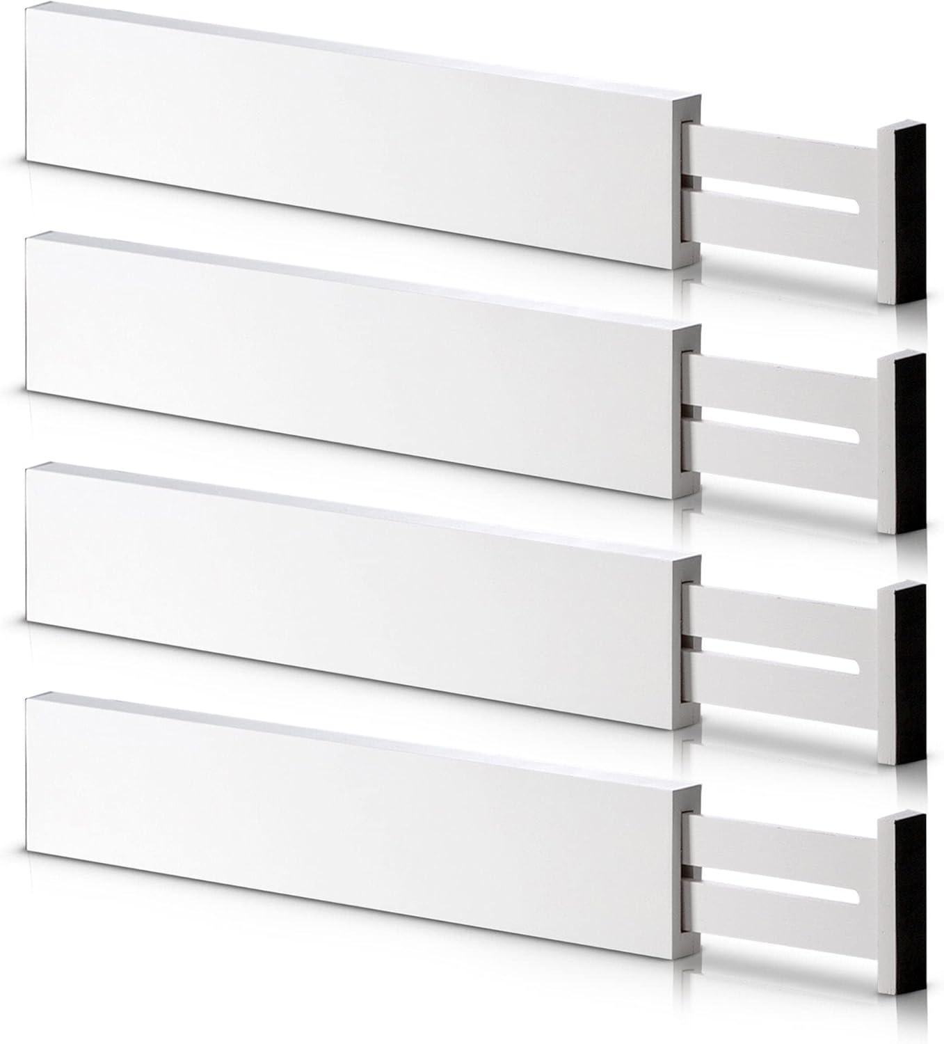 4 Pack Bamboo Drawer Dividers Organizer with Inserts 2.6'' High | Expandable from 12.5-21.7", Adjustable Drawer Organizer Separators for Utensils, Clothing, Office, Dresser, Bedroom, (Beige)
