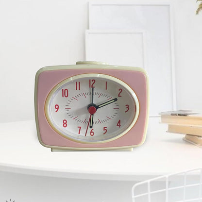 Red Small Alarm Clock Small Silent Quartz Movement Analogue Alarm Clock Vintage Classic Style Battery Powered