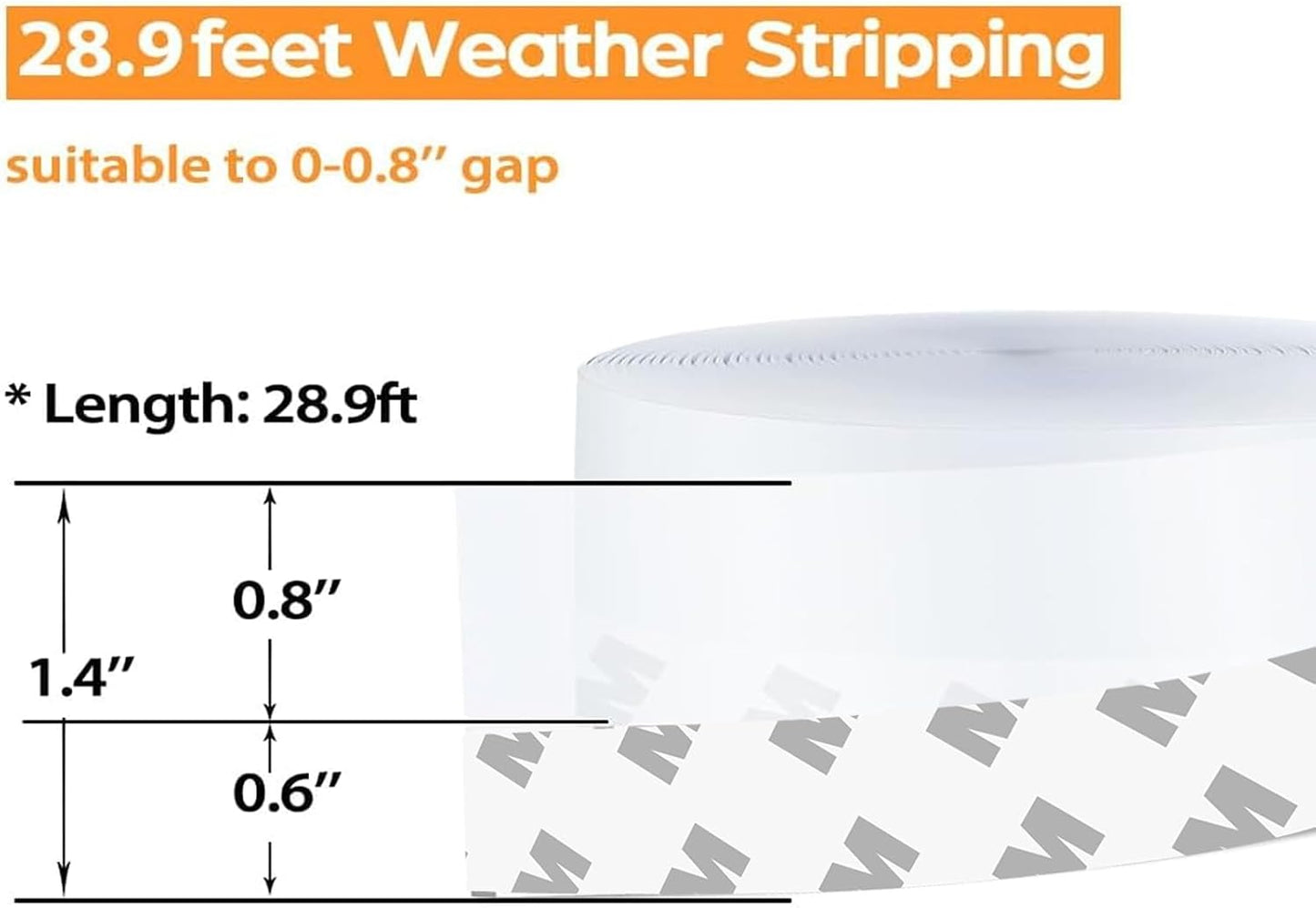36 Ft Weather Stripping Door Seal Strip Tape,Silicone Door Draft Stopper,Self Adhesive Shower Door Bottom Seal and Door Insulation Strip for Door Frame Windows and Glass Gaps (Transparent, 35mm)