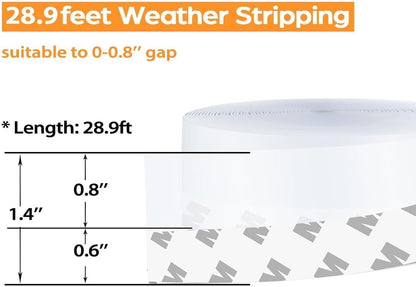 36 Ft Weather Stripping Door Seal Strip Tape,Silicone Door Draft Stopper,Self Adhesive Shower Door Bottom Seal and Door Insulation Strip for Door Frame Windows and Glass Gaps (Transparent, 35mm)