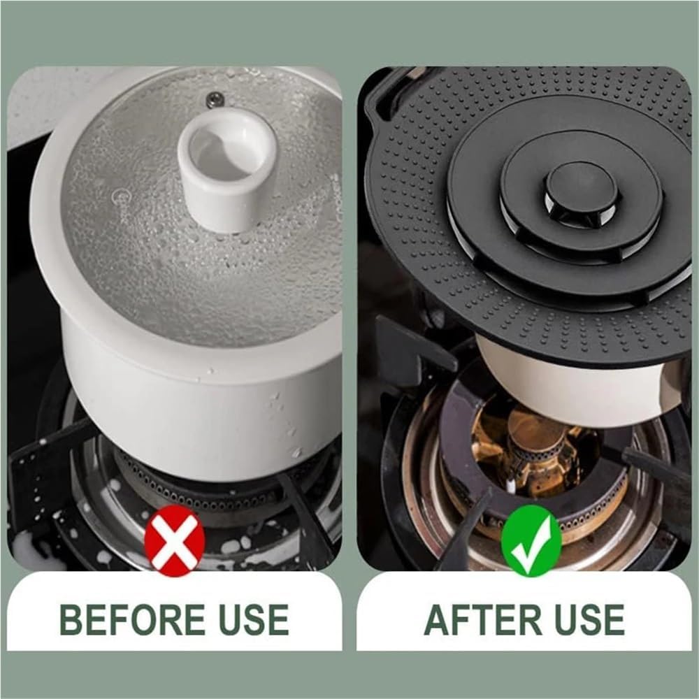 Universal 30cm Silicone Pot Lid - Reusable Spill Stopper For Pans And Pots(Black)