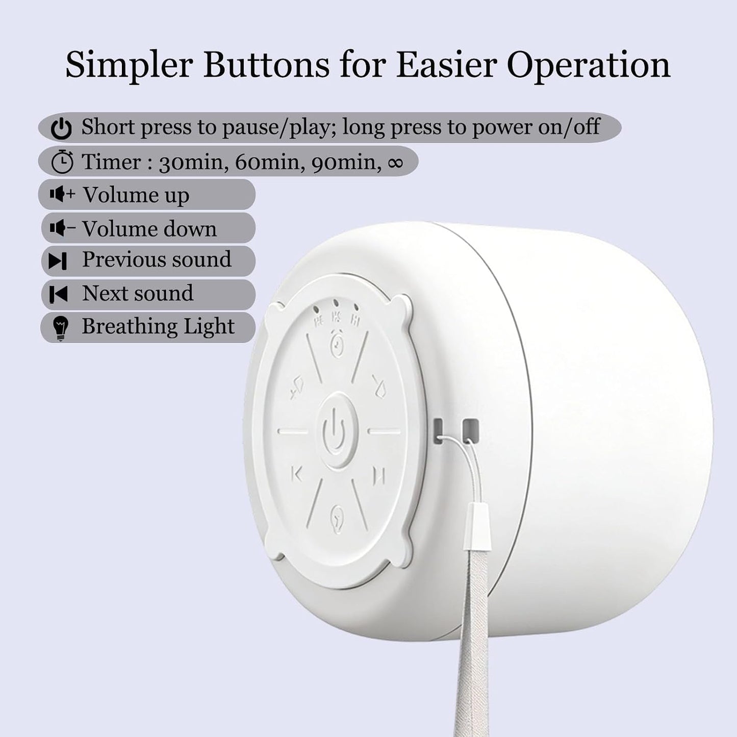 Mini Portable White Noise Machine 22 Soothing Sleep Sounds Sleep Sound Device for Newborn Baby Kids Adults Portable Rechargeable Sleep Brown Noise Machine for Travel Camping Home Office