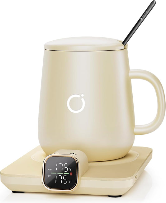 Coffee Cup Warmer & IKAGO Mug Set, 1℉ Precise Temp Control Mug Warmer