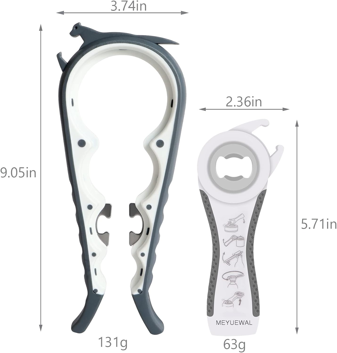 Jar Opener Bottle Opener for Weak Hands, 5 in 1 Multi Function Can Opener Bottle Opener Kit with Silicone Handle Easy to Use for Children, Elderly and Arthritis Sufferers (New red)