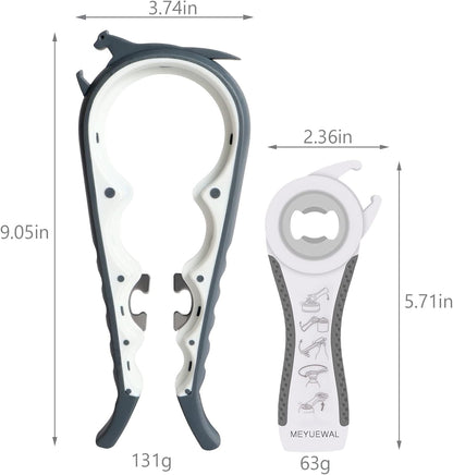 Jar Opener Bottle Opener for Weak Hands, 5 in 1 Multi Function Can Opener Bottle Opener Kit with Silicone Handle Easy to Use for Children, Elderly and Arthritis Sufferers (New red)