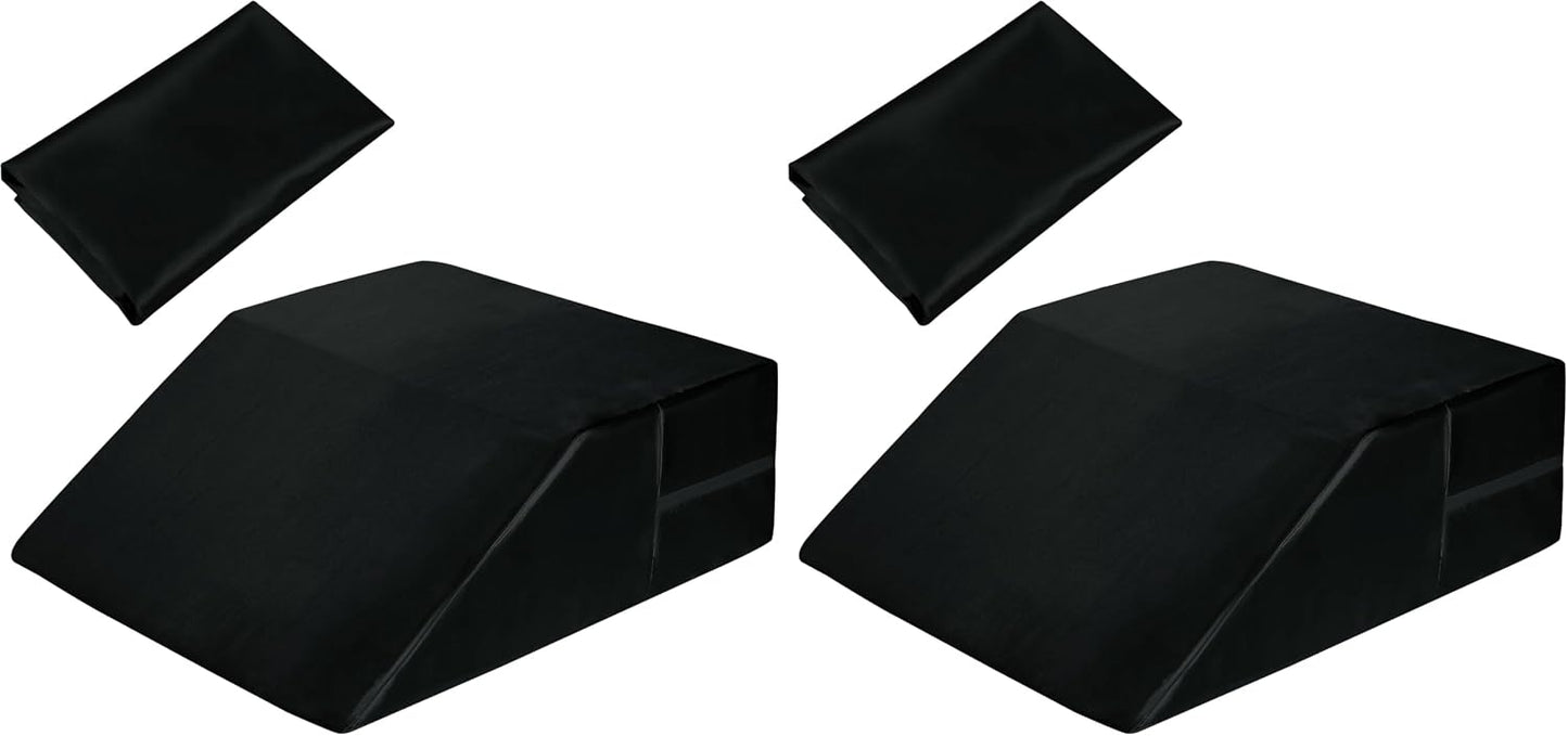 HOMBYS Satin Wedge Pillow Cover Leg Elevation Pillowcase -Silky & Smooth Bed Wedge Replacement Case with Zipper, Removable & Machine Washable(Cover Only), Black