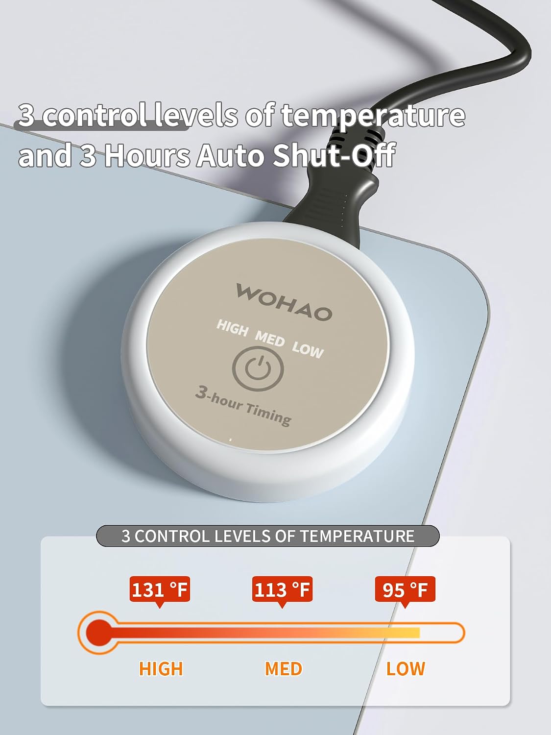 Heated Desk Pad 31.5×13 Inch - 3-Speed Touch Control Large Heated Mouse Mat with 3-Hour Auto Shut-Off, Non-Slip Silicone Eye Protection Warm Desk Mat for Office and Home (Light Gray)