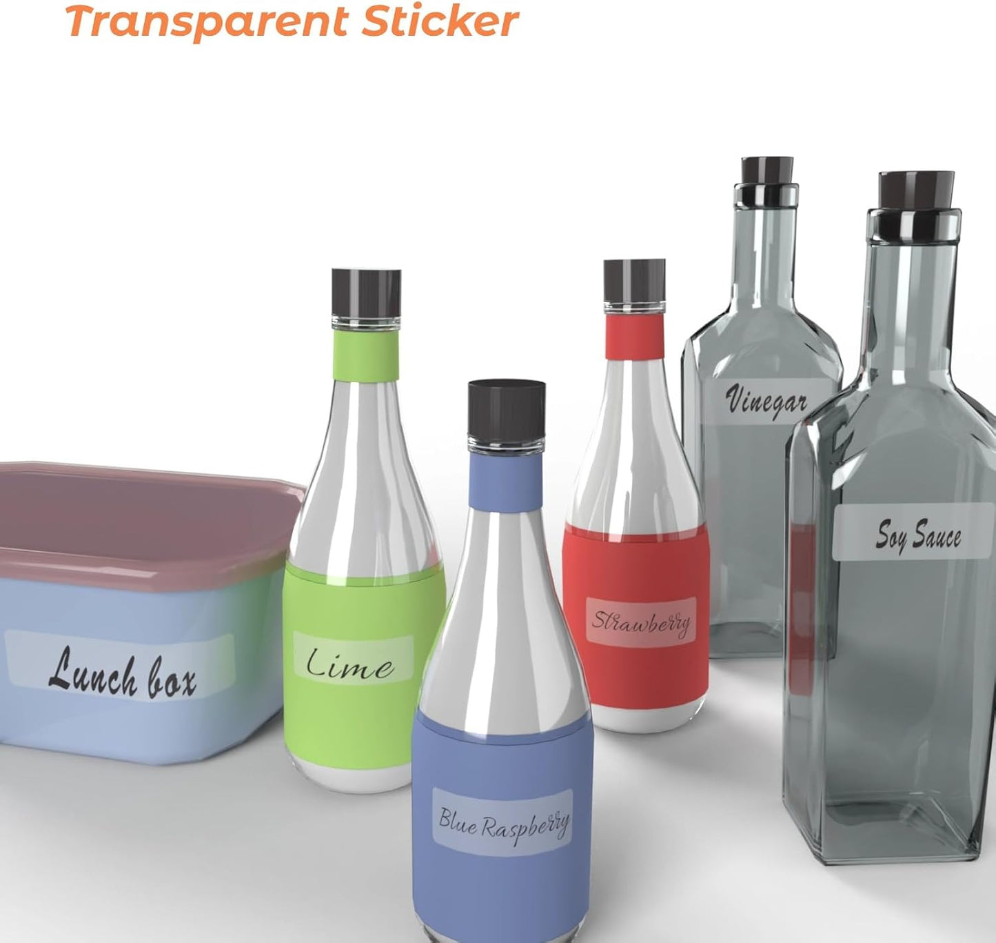 Clear Waterproof Removable Label Stickers 4"x2" 120pcs Vinyl for Kitchen Food Storage Jars Freezer Bottles, Write-On, Oil Resistant, Peel and Stick, w/Marker Pen