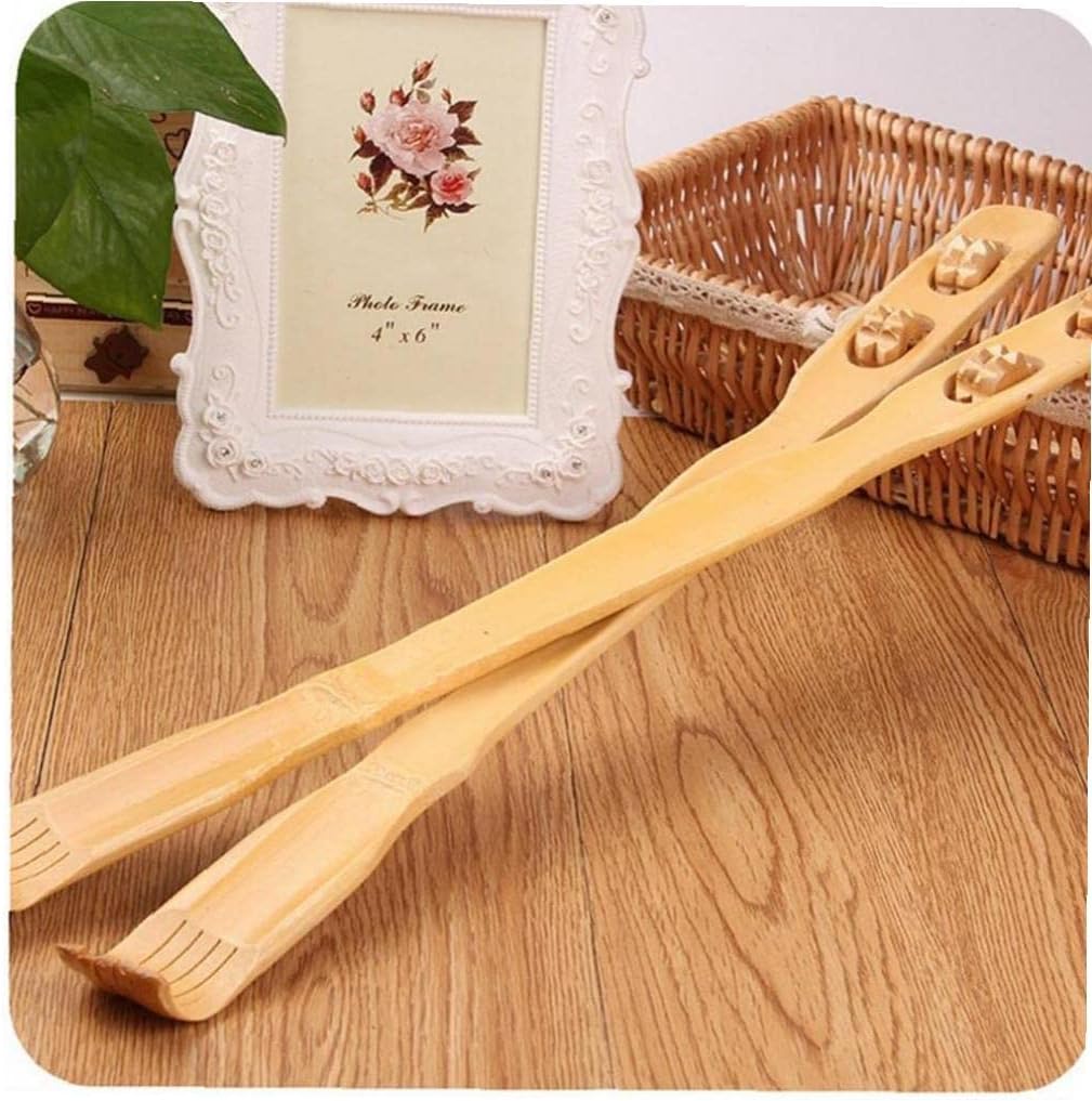 Bamboo Back Scratcher Wooden Body Roller Stick Manual Long Handle Massager for Neck Back Shoulder